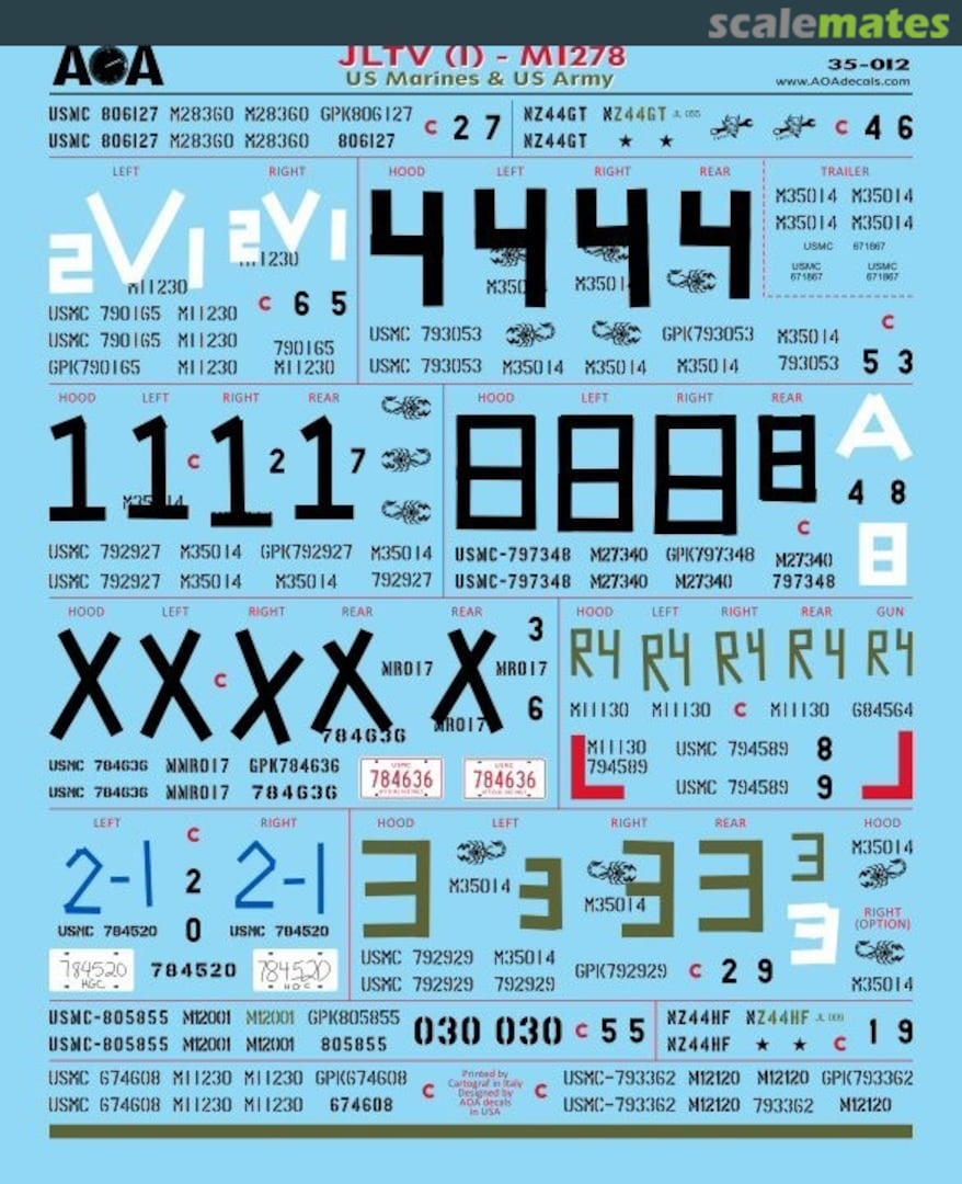 Contents JLTV (1) - M1278 35-012 AOA decals Contents JLTV (1) - M1278 35-012 AOA decals
