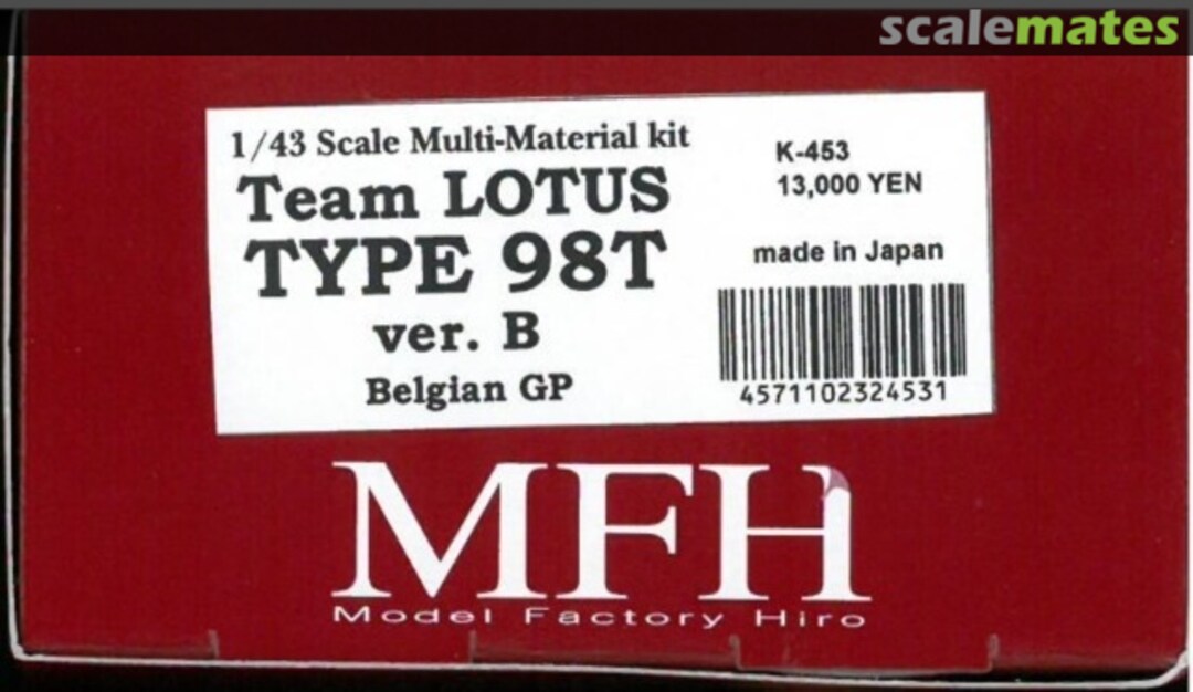 Boxart Lotus 98T K-453 Model Factory Hiro Boxart Lotus 98T K-453 Model Factory Hiro