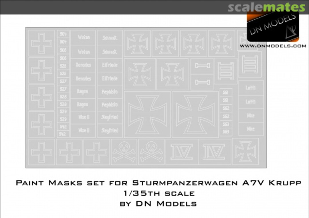 Boxart Paint Mask Set for A7V Krupp Sturmpanzerwagen Insignia Crosses 35/827-026 DN Models Boxart Paint Mask Set for A7V Krupp Sturmpanzerwagen Insignia Crosses 35/827-026 DN Models