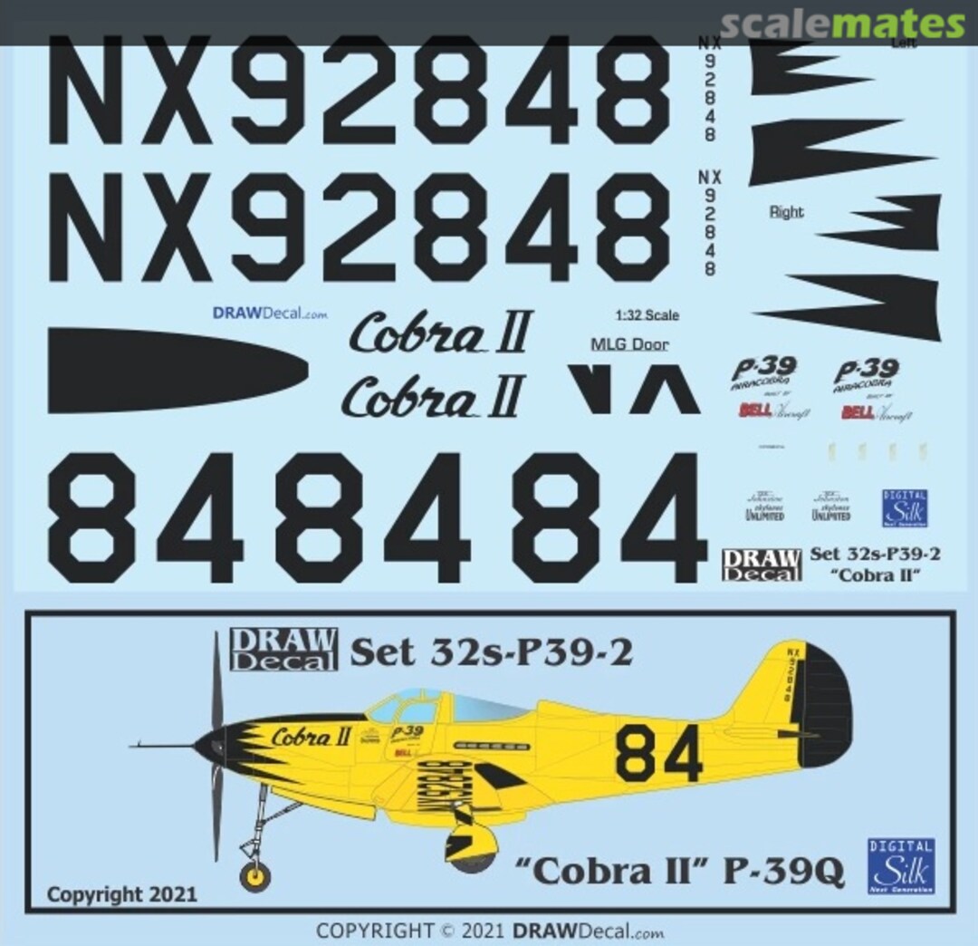 Boxart “Cobra II” P-39Q 1946 Thompson Trophy Race 32-P39-2 Draw Decal