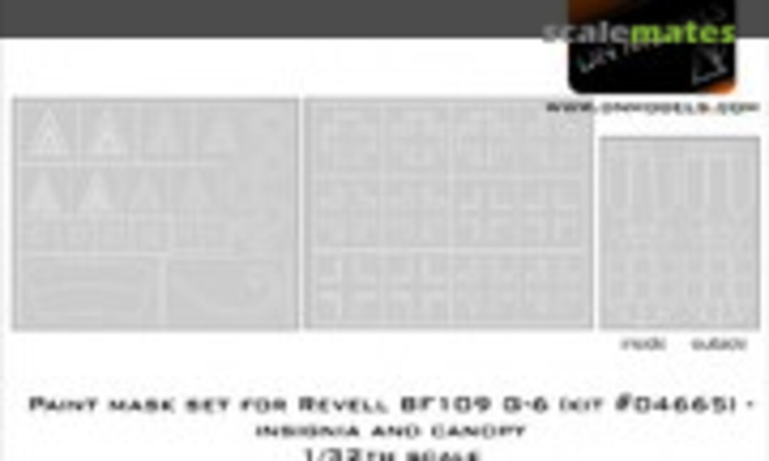 1:32 Paint Masks for Revell Bf 109 G-6 Me109 Insignia Canopy (DN Models 32/827-003) 32/827-003