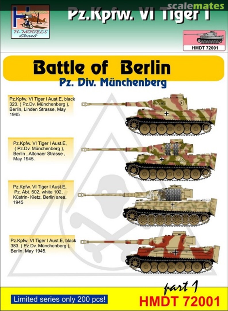 Boxart Pz.Kpfw.VI Tiger I Battle of Berlin pt. 1 HMT72001 H-Models Decals Boxart Pz.Kpfw.VI Tiger I Battle of Berlin pt. 1 HMT72001 H-Models Decals