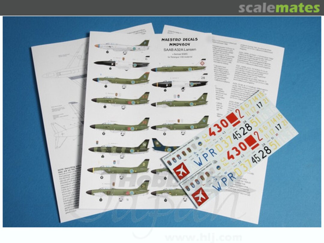 Boxart Saab A32A Lansen & Bonus S32C Decal Set MMD4804 Maestro Models