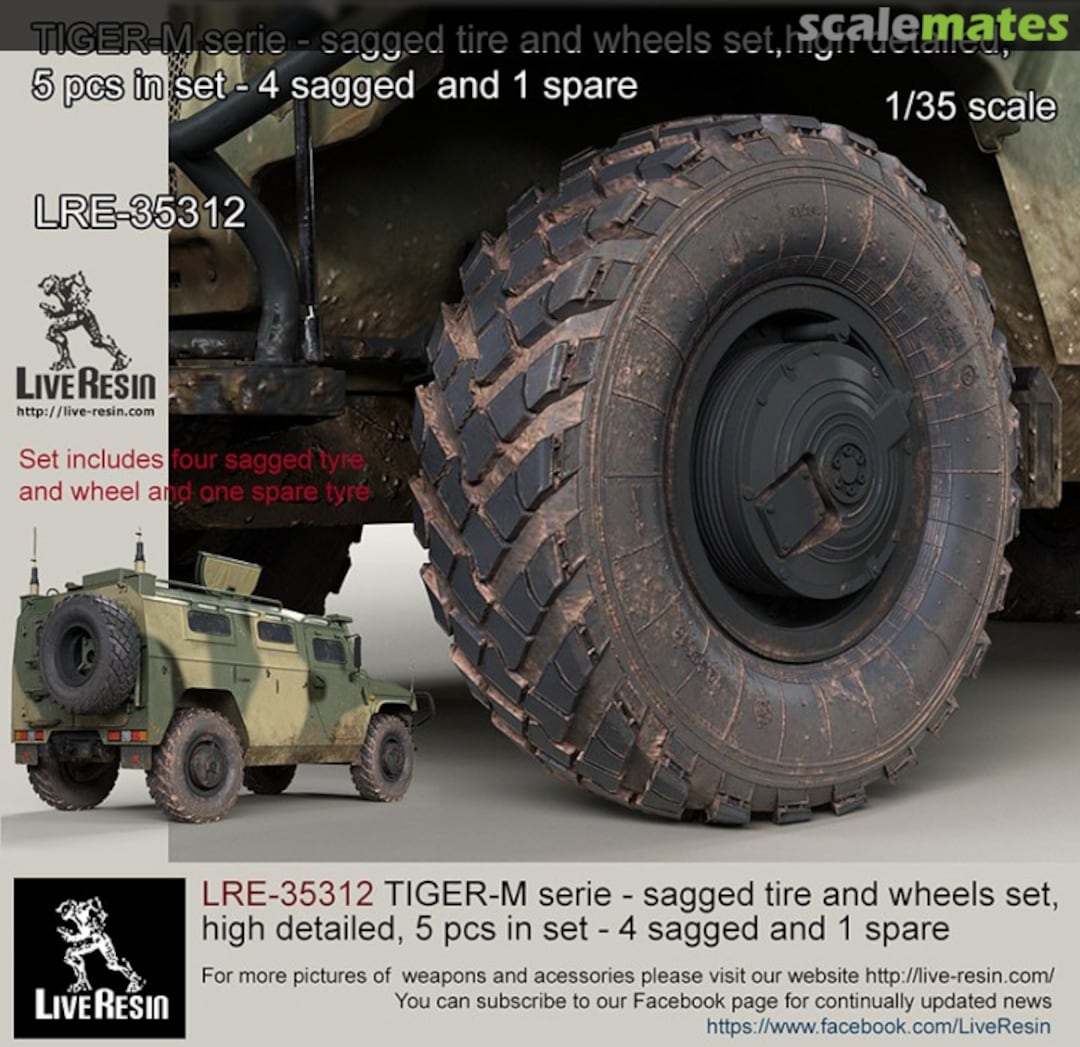 Boxart TIGER-M sagged tire and wheels set LRE-35312 Live Resin Boxart TIGER-M sagged tire and wheels set LRE-35312 Live Resin