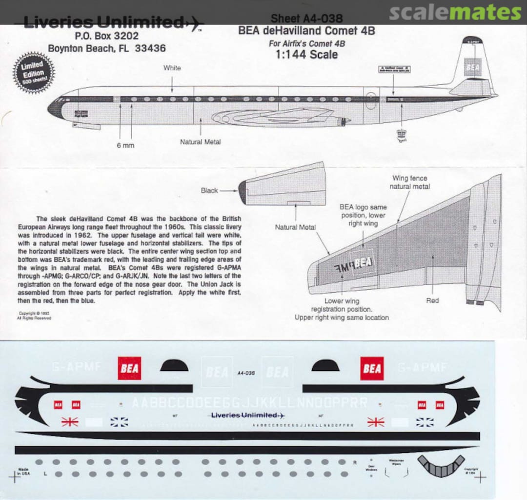 Boxart BEA DeHavilland Comet 4B A4-038 Liveries Unlimited/Airway Graphics Boxart BEA DeHavilland Comet 4B A4-038 Liveries Unlimited/Airway Graphics