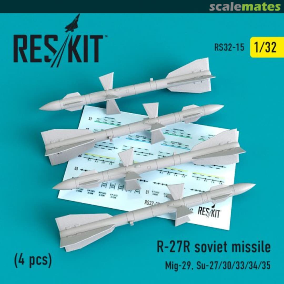 Boxart R-27 R soviet missile 4 pcs Mig-29, Su-27/ 30/ 33/ 34/ 35) RS32-0015 ResKit Boxart R-27 R soviet missile 4 pcs Mig-29, Su-27/ 30/ 33/ 34/ 35) RS32-0015 ResKit