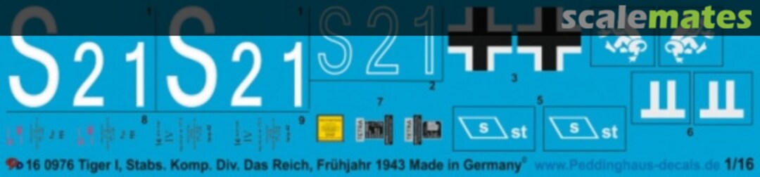Boxart Tiger I Stabs Komp. Das Reich Frühjahr 1943 16 0976 Peddinghaus-Decals Boxart Tiger I Stabs Komp. Das Reich Frühjahr 1943 16 0976 Peddinghaus-Decals