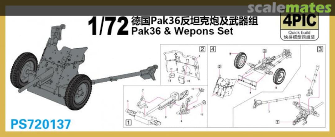Boxart 3,7cm Pak 36 & Weapons Set PS720137 S-Model (China) Boxart 3,7cm Pak 36 & Weapons Set PS720137 S-Model (China)
