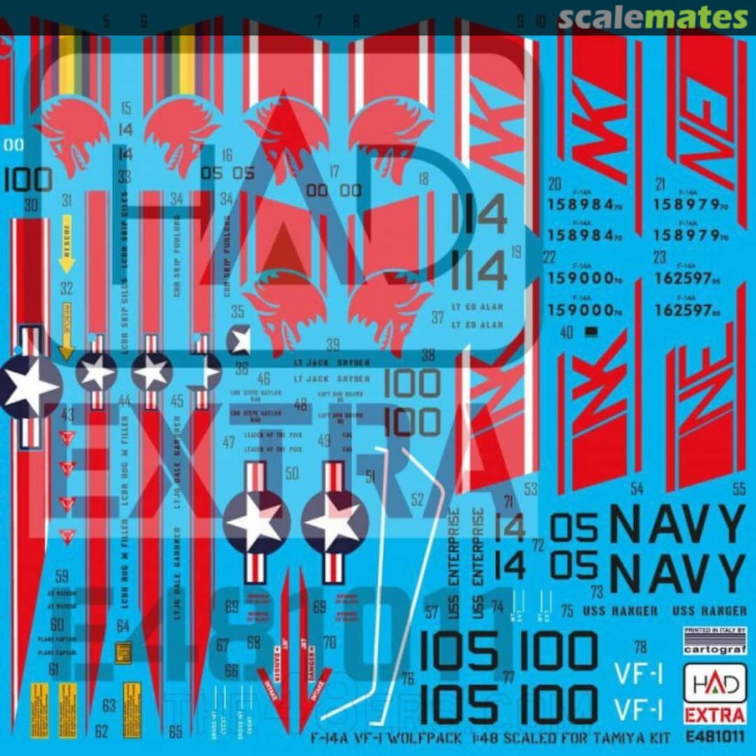 Boxart F-14A VF-1 Wolfpack new extended version decal sheet E481011 HADmodels Boxart F-14A VF-1 Wolfpack new extended version decal sheet E481011 HADmodels
