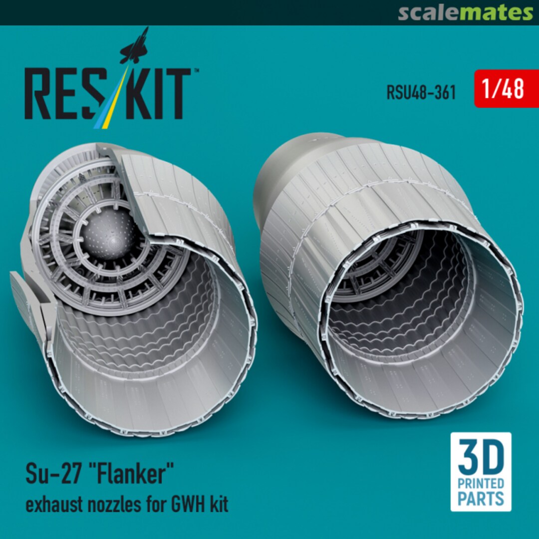 Boxart Su-27 Flanker exhaust nozzles (GWH) (3D Printed) RSU48-0361 ResKit Boxart Su-27 Flanker exhaust nozzles (GWH) (3D Printed) RSU48-0361 ResKit