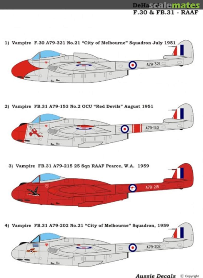 Boxart De Havilland Vampire F.30 & FB.31 - RAAF A72055 Aussie Decals Boxart De Havilland Vampire F.30 & FB.31 - RAAF A72055 Aussie Decals