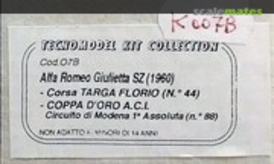 1:43 Alfa Romeo Giulietta Sprint Zagato (MI 478273) (Tecnomodel TCK07B) TCK07B