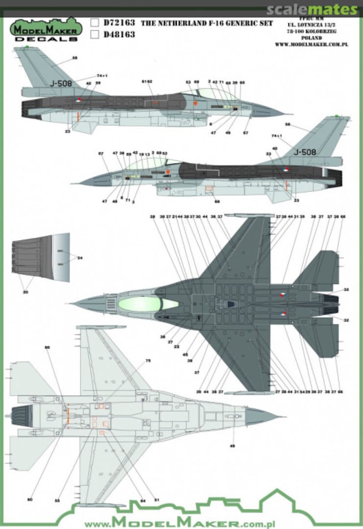 Boxart Netherlands F-16 insignia's & stencils - generic set D48163 ModelMaker Boxart Netherlands F-16 insignia's & stencils - generic set D48163 ModelMaker