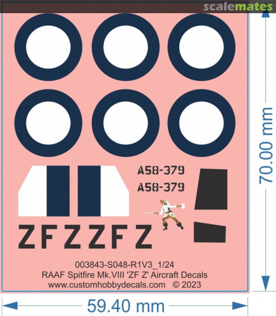 Boxart RAAF Spitfire Mk VIII 'ZF Z' 003843-S024-R1V3 Custom Hobby Decals Boxart RAAF Spitfire Mk VIII 'ZF Z' 003843-S024-R1V3 Custom Hobby Decals