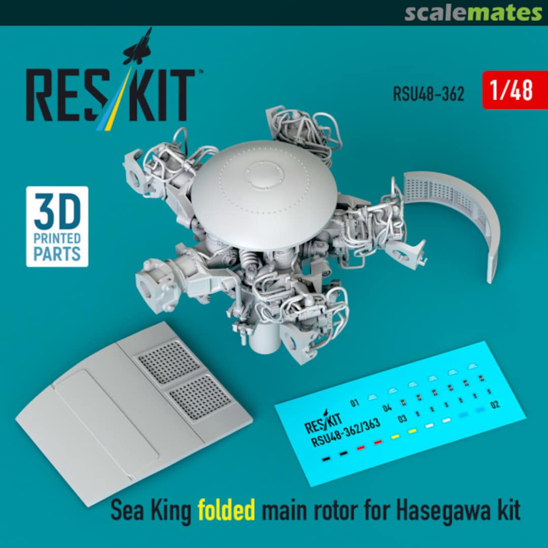 Boxart Sea King folded main rotor (Hasegawa) (3D Printed) RSU48-0362 ResKit