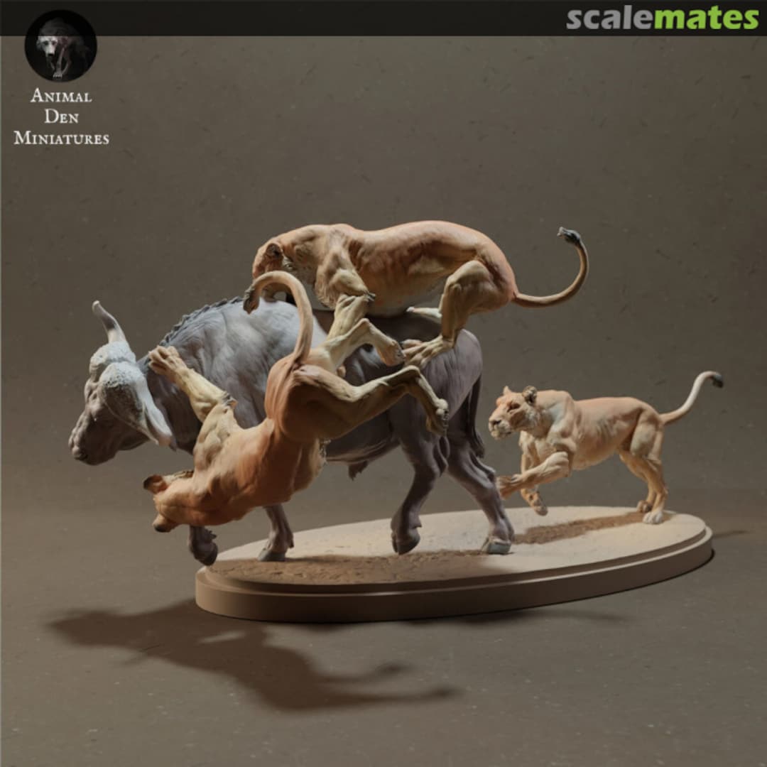 Boxart Lion - lionesses hunting buffalo - 1 set / 4 figures 48130704 EMP3d Boxart Lion - lionesses hunting buffalo - 1 set / 4 figures 48130704 EMP3d