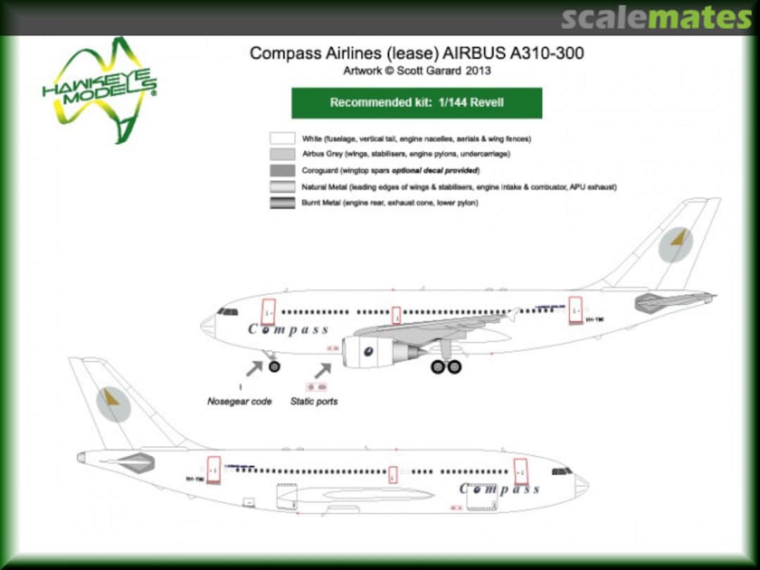 Boxart Compass Airlines, Airbus A310-300, VH-YMI 1990-91 CDS-074 Hawkeye Models Boxart Compass Airlines, Airbus A310-300, VH-YMI 1990-91 CDS-074 Hawkeye Models