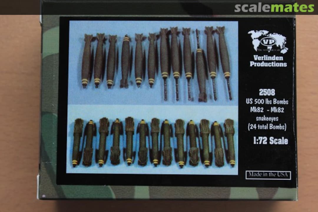 Boxart US 500lb bombs Mk 82/Mk 82 Snakeeyes 2508 Verlinden Productions Boxart US 500lb bombs Mk 82/Mk 82 Snakeeyes 2508 Verlinden Productions