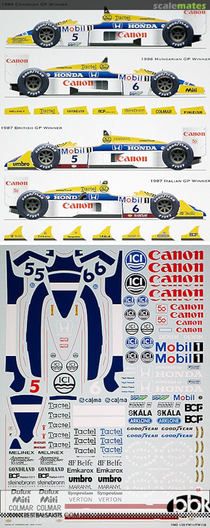 Boxart Williams FW11 / FW11B Mansell Piquet 1986 1987 VM20C-8 Vector Magic Decals Boxart Williams FW11 / FW11B Mansell Piquet 1986 1987 VM20C-8 Vector Magic Decals