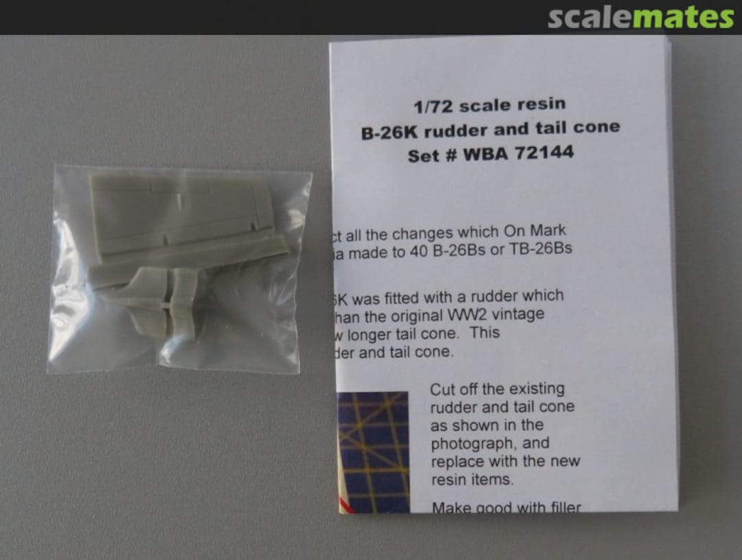 Boxart B-26K rudder and tail cone WBA 72144 Whirlybird Boxart B-26K rudder and tail cone WBA 72144 Whirlybird