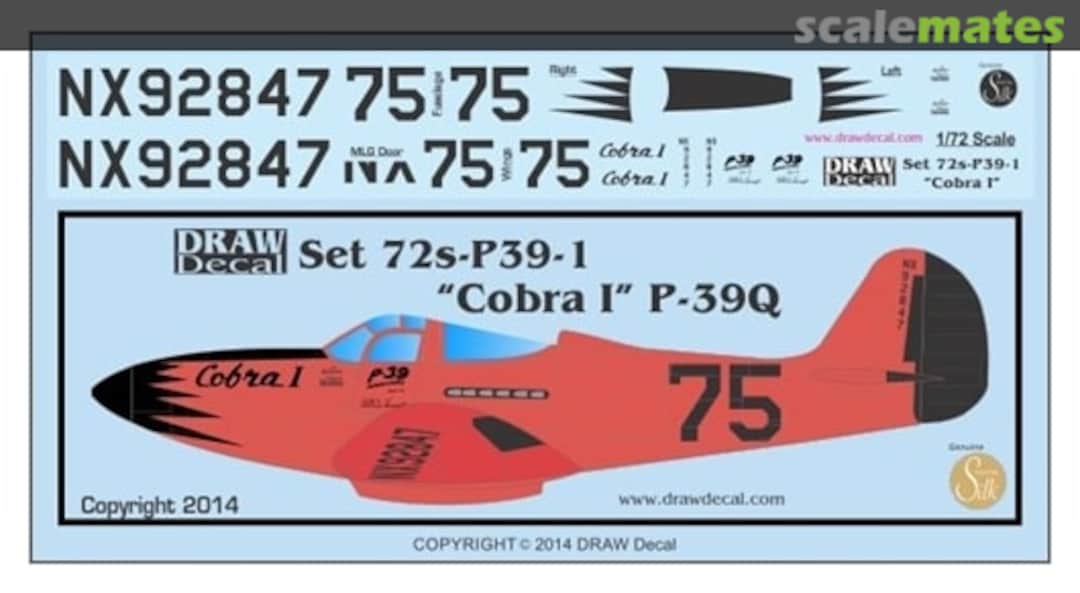 Boxart "Cobra I" P-39Q 1946 Thompson Trophy Race 72-P39-1 Draw Decal Boxart "Cobra I" P-39Q 1946 Thompson Trophy Race 72-P39-1 Draw Decal