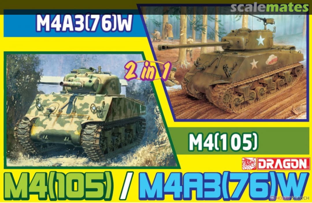 Boxart M4A3(105) Howitzer Tank/M4A3(76)W Sherman 2 in 1 6734 Dragon Boxart M4A3(105) Howitzer Tank/M4A3(76)W Sherman 2 in 1 6734 Dragon
