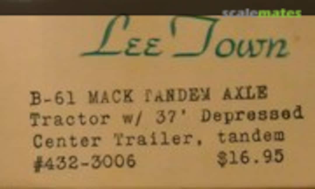 1:87 B-61 MACK TANDEM AXLE TRACTOR W/ 37' DEPRESSED CENTER TRAILER, TANDEM (Lee Town 432-3006)