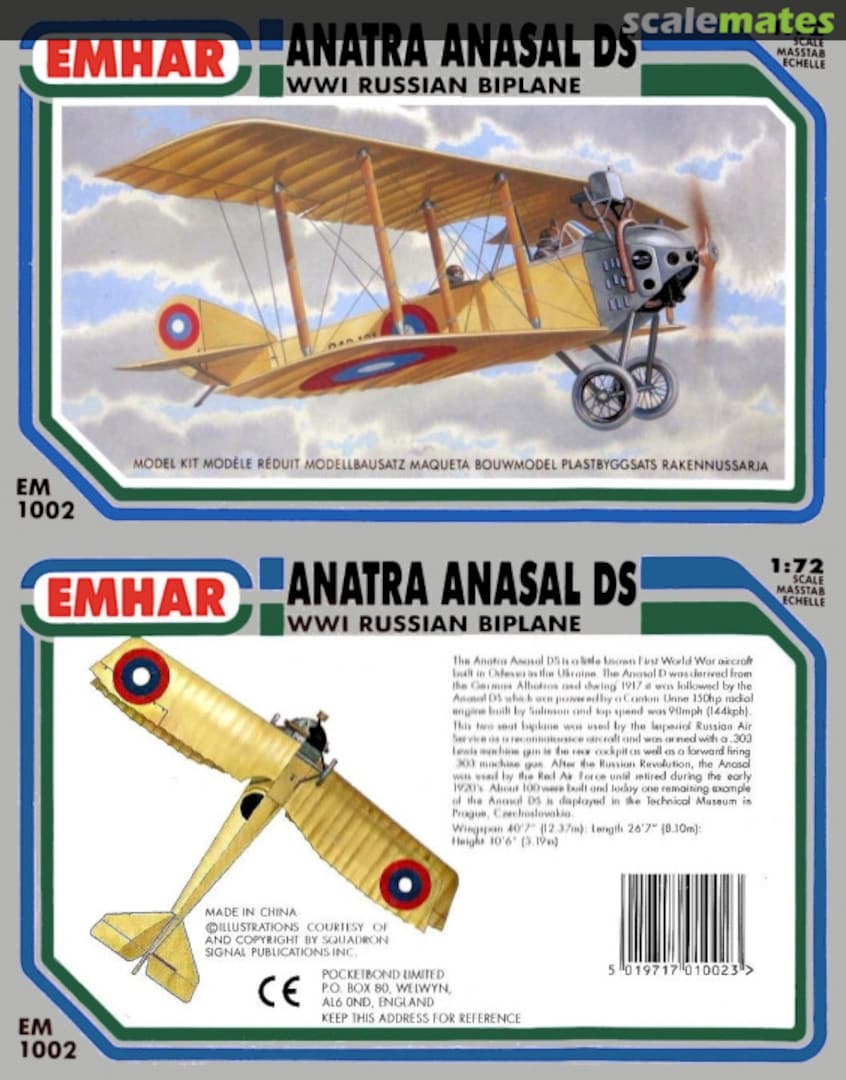 Boxart Anatra Anasal DS WWI Russian Biplane EM1002 EMHAR