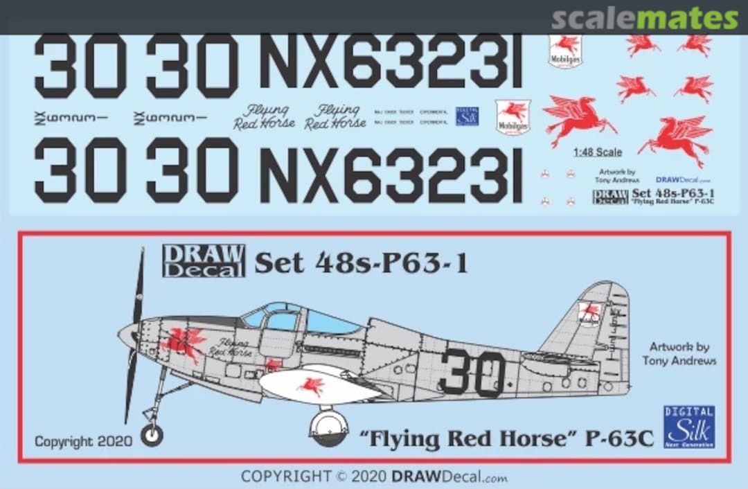 Boxart “Flying Red Horse” P-63C 48-P63-1 Draw Decal Boxart “Flying Red Horse” P-63C 48-P63-1 Draw Decal