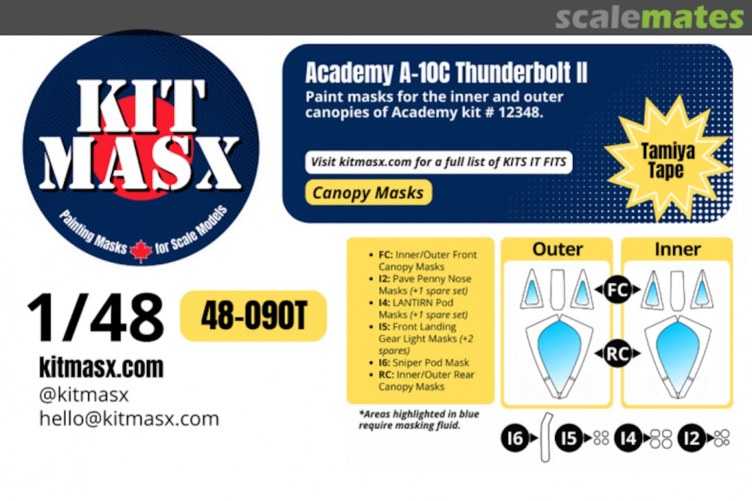 Boxart A-10C Thunderbolt II, canopy masks 48-090T Kit Masx Boxart A-10C Thunderbolt II, canopy masks 48-090T Kit Masx