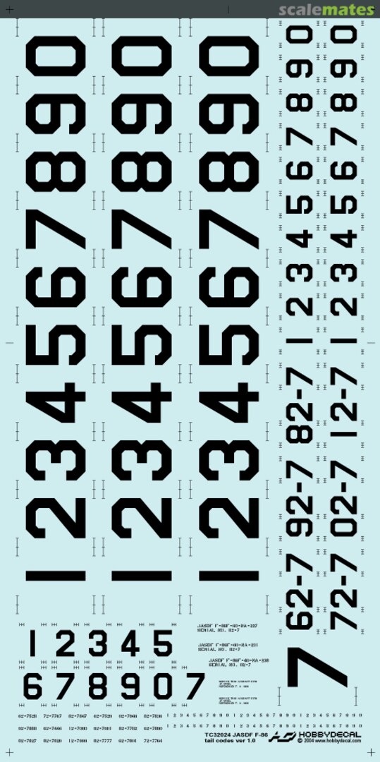 Boxart JASDF F-86 Sabre Tail Codes Ver 1.0 TC32024V1 HobbyDecal
