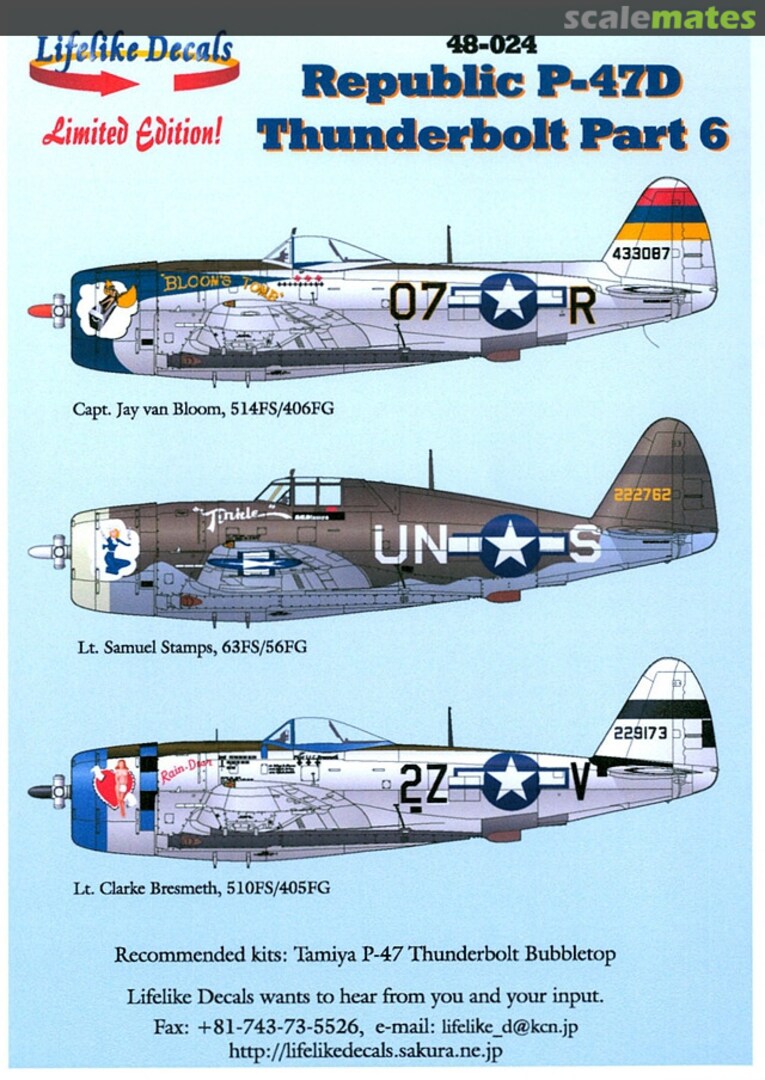 Boxart Republic P-47D Thunderbolt Part 6 48-024 Lifelike Decals Boxart Republic P-47D Thunderbolt Part 6 48-024 Lifelike Decals