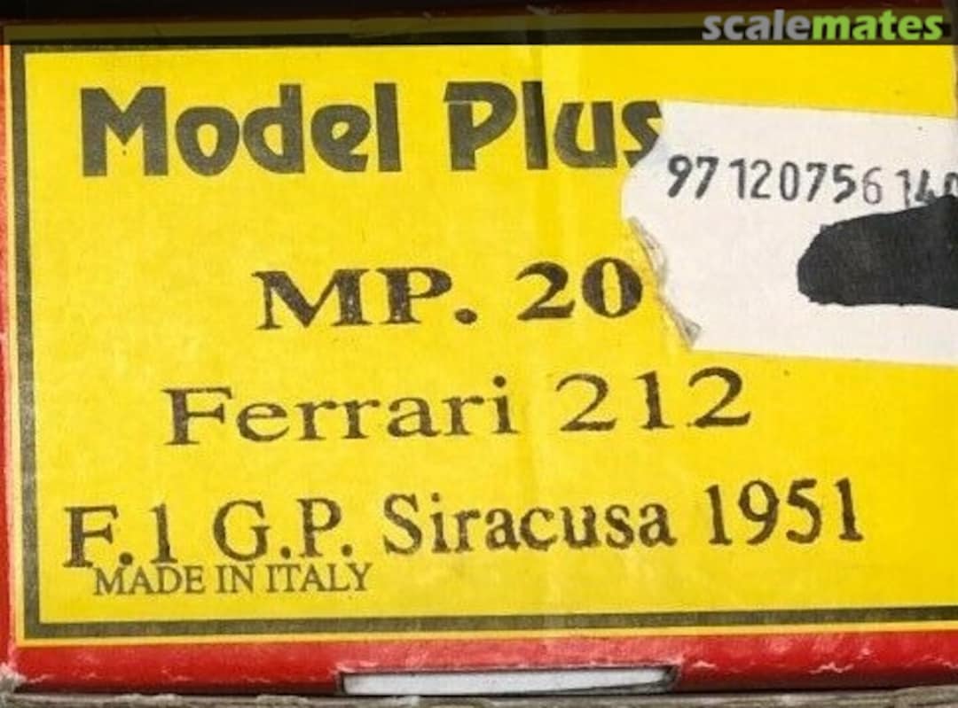 Boxart Ferrari 212 MP.20 MG Model Plus