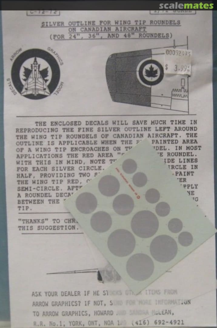 Boxart Silver outlines for wing tip roundels on Canadian aircraft C-72-72 Arrow Graphics Boxart Silver outlines for wing tip roundels on Canadian aircraft C-72-72 Arrow Graphics