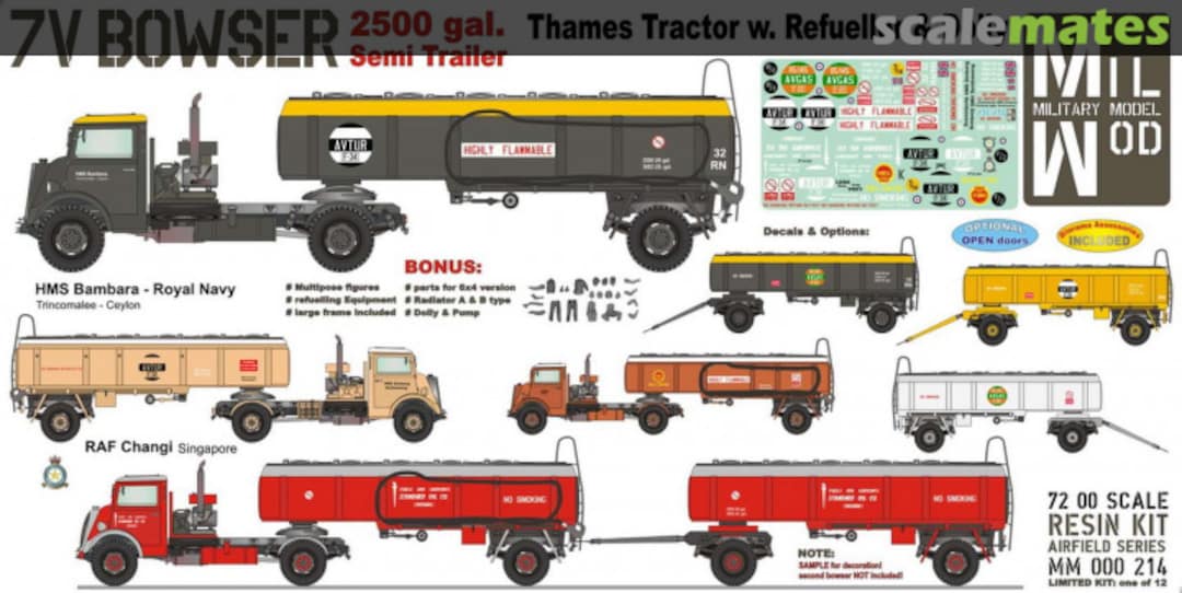Boxart Thames Tractor 7V Bowser with Refueller & Dolly MM 000 214 Mil Mod Boxart Thames Tractor 7V Bowser with Refueller & Dolly MM 000 214 Mil Mod