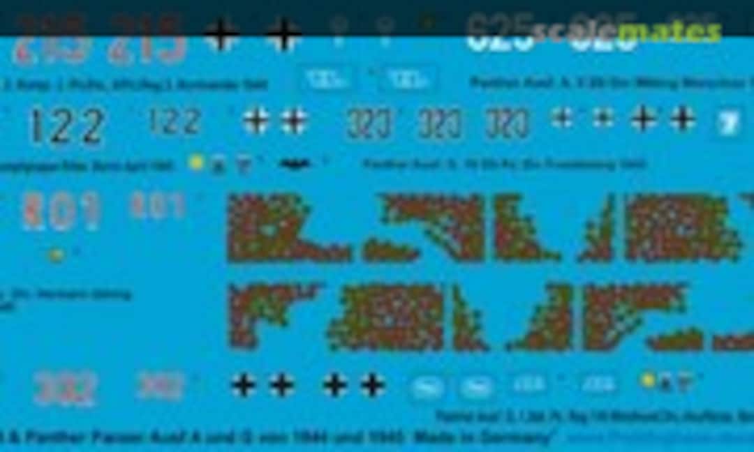 1:87 6x Panther tanks Ausf. A and G (Peddinghaus-Decals 87 3244) 87 3244