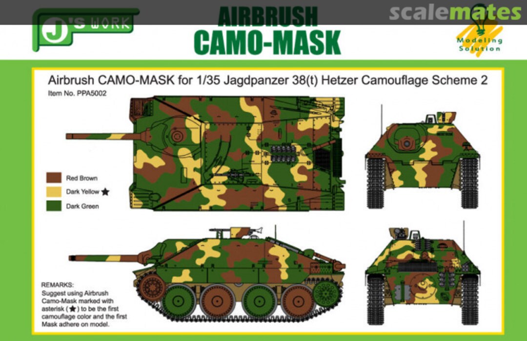 Boxart Airbrush CAMO-MASK 'Hetzer' #2 PPA5002 J's Work Boxart Airbrush CAMO-MASK 'Hetzer' #2 PPA5002 J's Work