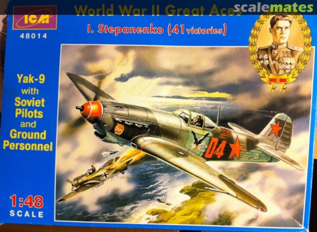 Boxart Yak-9 with Soviet Pilots and Ground Crew 48014 ICM Boxart Yak-9 with Soviet Pilots and Ground Crew 48014 ICM