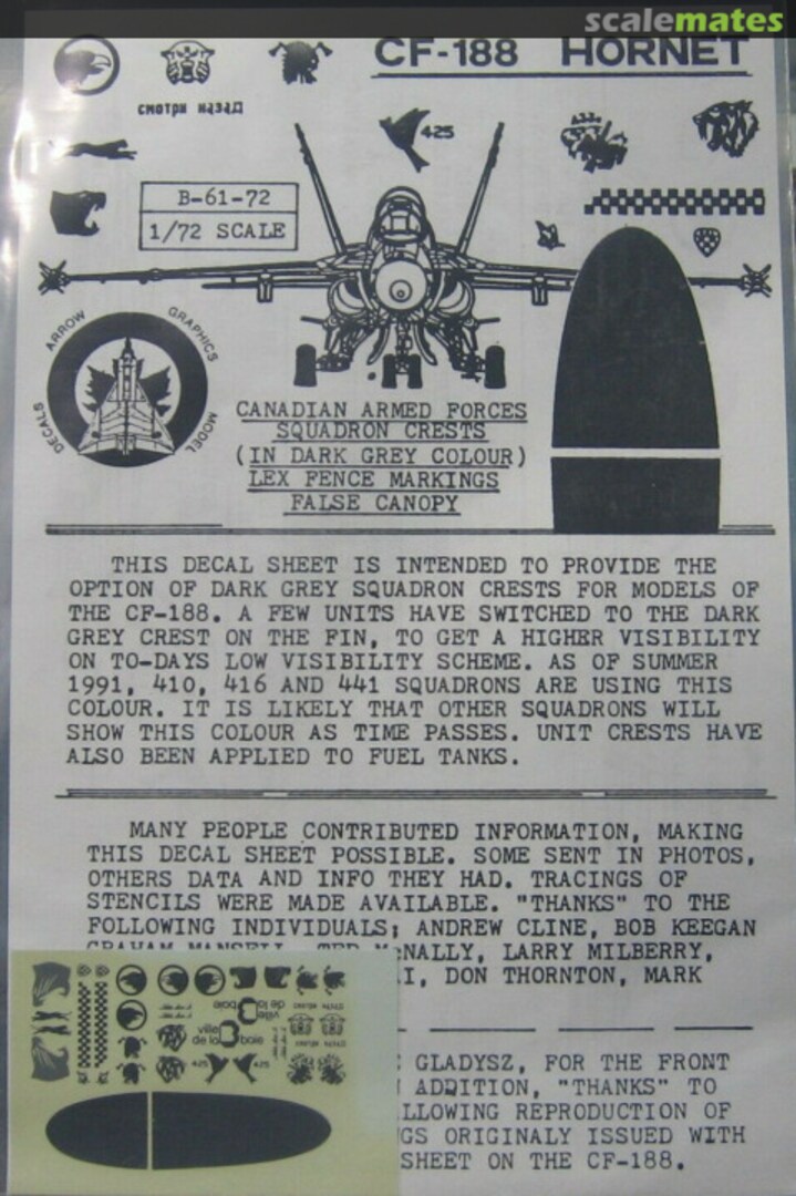 Boxart CF-188 Hornet B-61-72 Arrow Graphics Boxart CF-188 Hornet B-61-72 Arrow Graphics