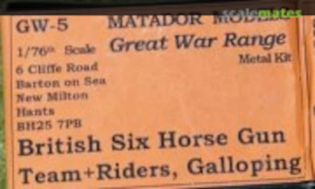 1:76 British Six Horse Gun Team + Riders, Galloping (Matador Models GW-5) GW-5