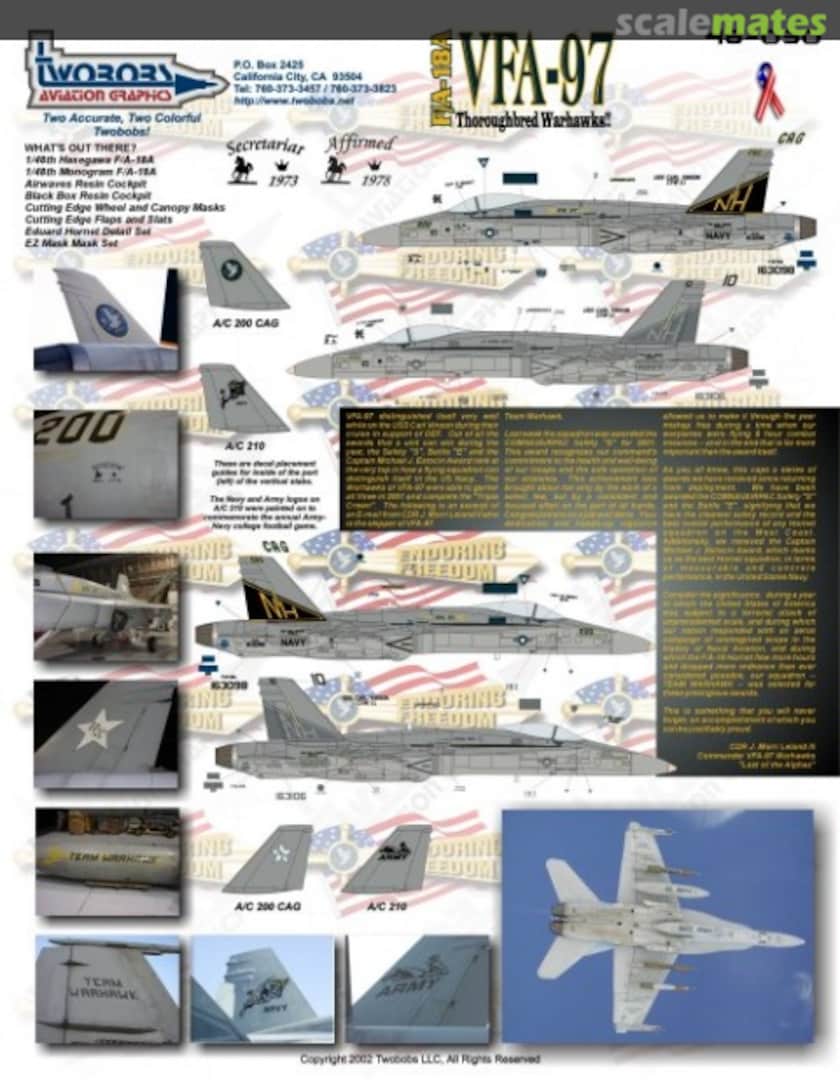 Boxart F/A-18A VFA-97 Thoroughbred Warhawks!! 48-030 TwoBobs Aviation Graphics Boxart F/A-18A VFA-97 Thoroughbred Warhawks!! 48-030 TwoBobs Aviation Graphics