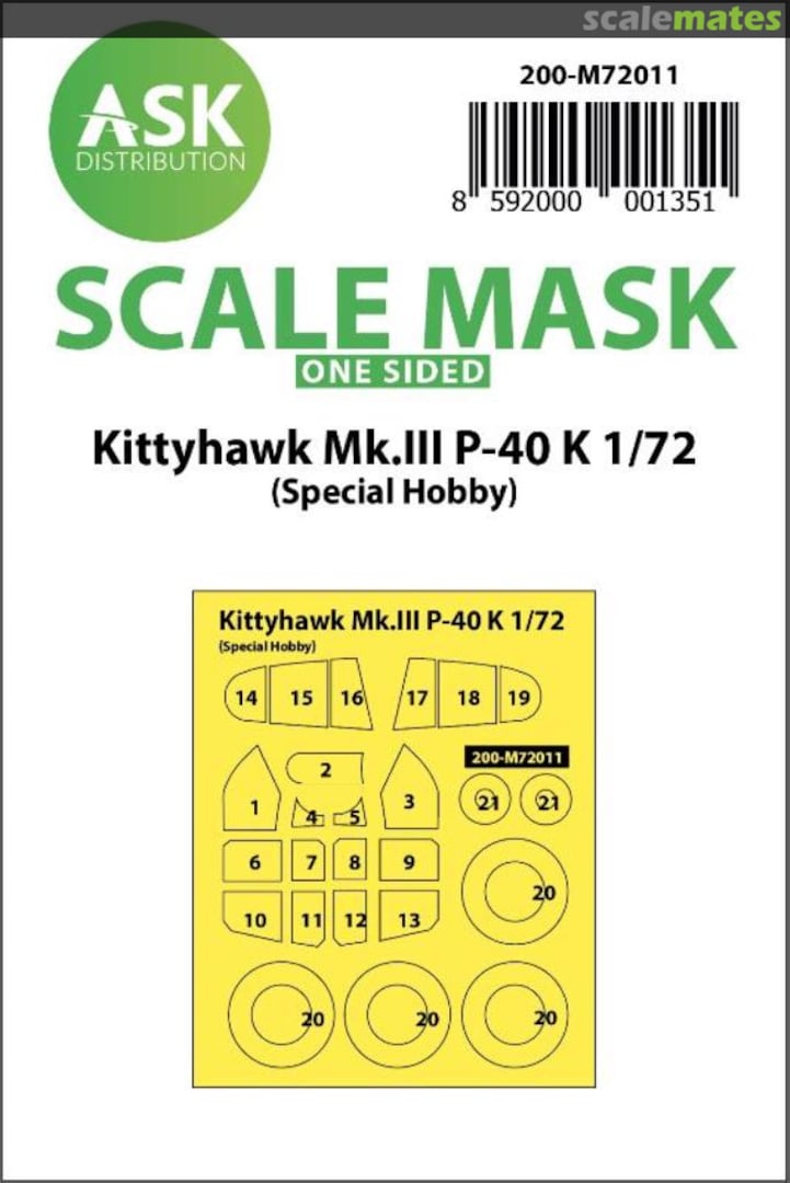 Boxart Curtiss Kittyhawk Mk.III P-40K 200-M72011 ASK Boxart Curtiss Kittyhawk Mk.III P-40K 200-M72011 ASK