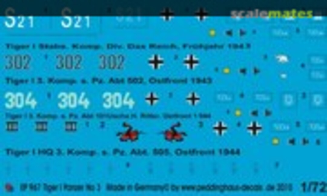 1:72 Tiger I Panzer (Peddinghaus-Decals EP 967) EP 967