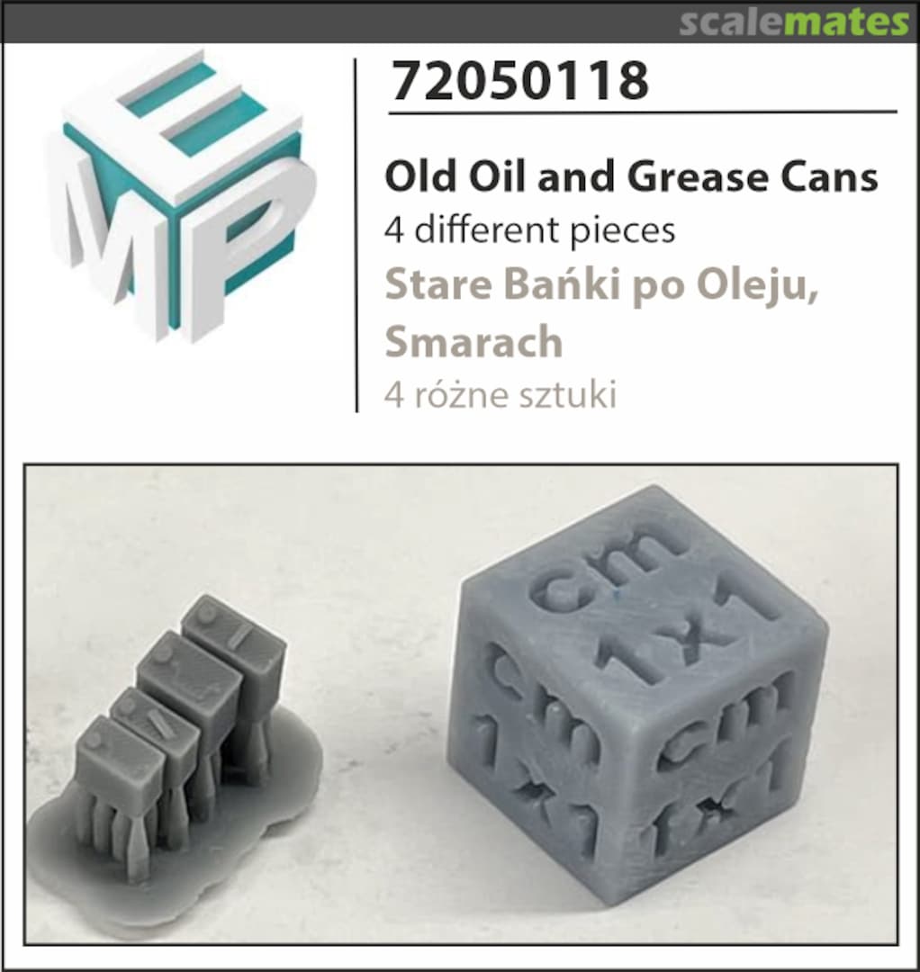Boxart Old Oil and Grease Cans - 4 different types/pieces 72050118 EMP3d Boxart Old Oil and Grease Cans - 4 different types/pieces 72050118 EMP3d