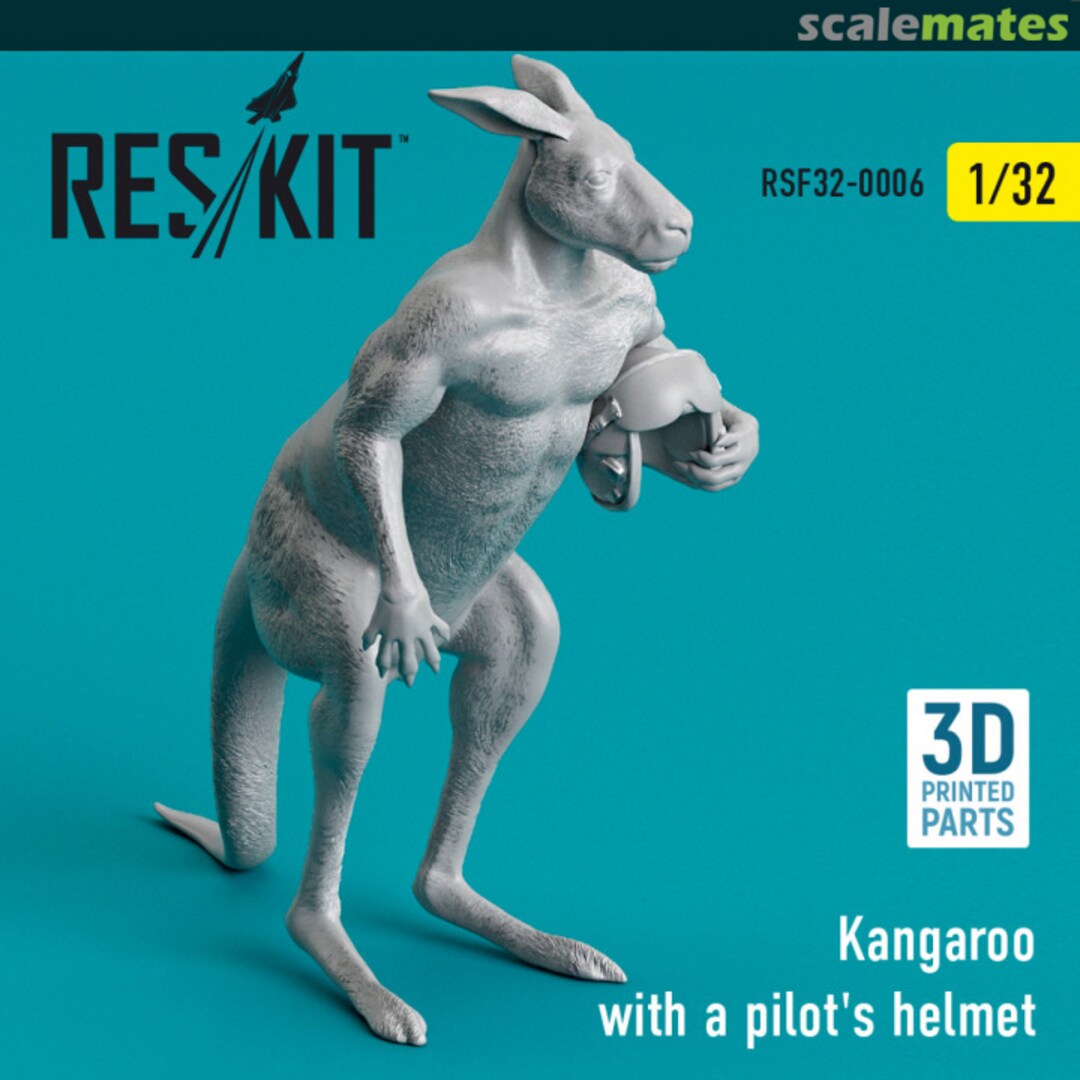 Boxart Kangaroo with a pilot's helmet (3D Printed) RSF32-0006 ResKit Boxart Kangaroo with a pilot's helmet (3D Printed) RSF32-0006 ResKit