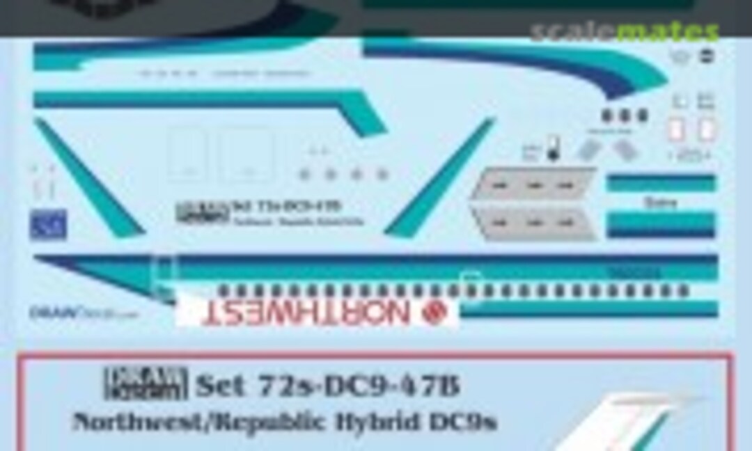 1:72 Republic / Northwest Hybrid DC-9-14/-15s (Draw Decal 72-DC9-47B) 72-DC9-47B
