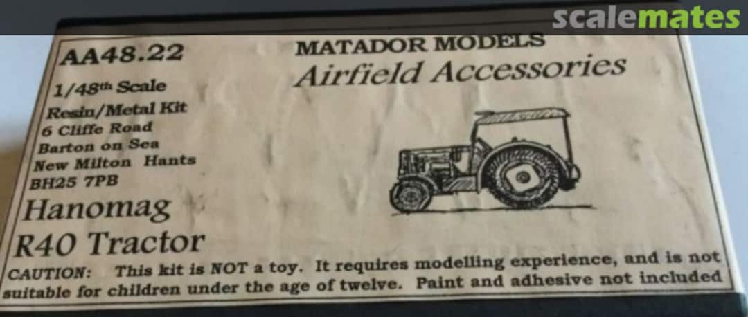 Boxart HANOMAG R40 TRACTOR AA48-22 Matador Models Boxart HANOMAG R40 TRACTOR AA48-22 Matador Models