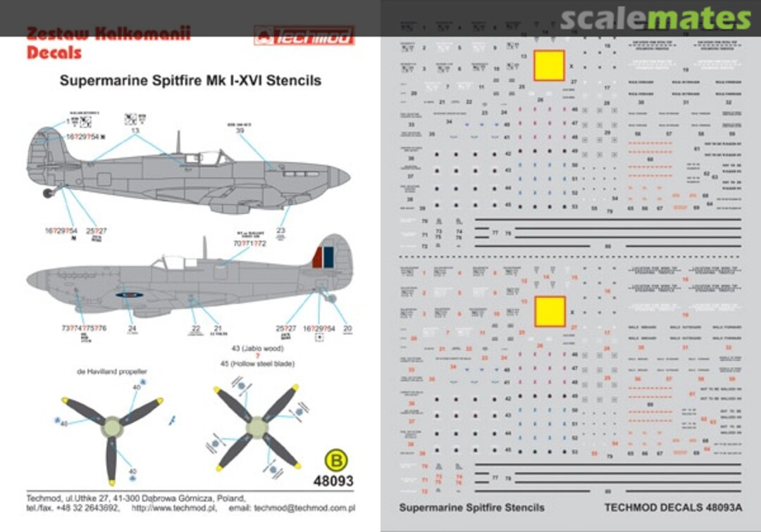 Boxart Supermarine Spitfire Mk I-XVI Stencils 48093 Techmod Boxart Supermarine Spitfire Mk I-XVI Stencils 48093 Techmod