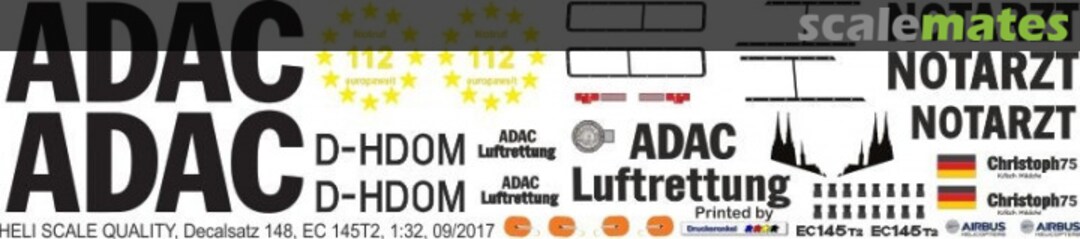 Boxart H145 / EC 145T2 - ADAC - D-HDOM Decal 148 Heli Scale Quality Boxart H145 / EC 145T2 - ADAC - D-HDOM Decal 148 Heli Scale Quality