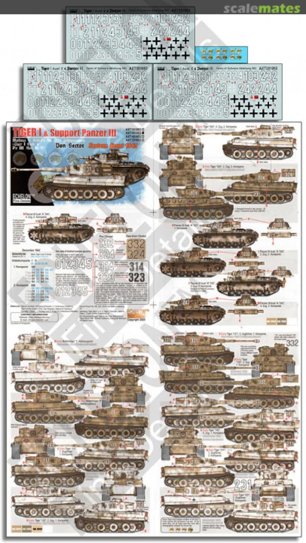 Boxart Schw.Pz.Abt 503 Tiger I's & Support Pz III's Don Sector 1943 AXT351053 Echelon Fine Details Boxart Schw.Pz.Abt 503 Tiger I's & Support Pz III's Don Sector 1943 AXT351053 Echelon Fine Details